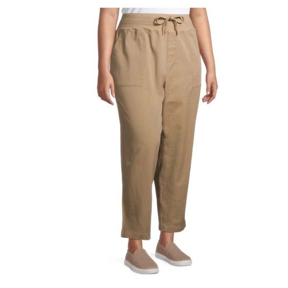 Pants cargo capri bottom tan cream plus size pants - Picture 3 of 11